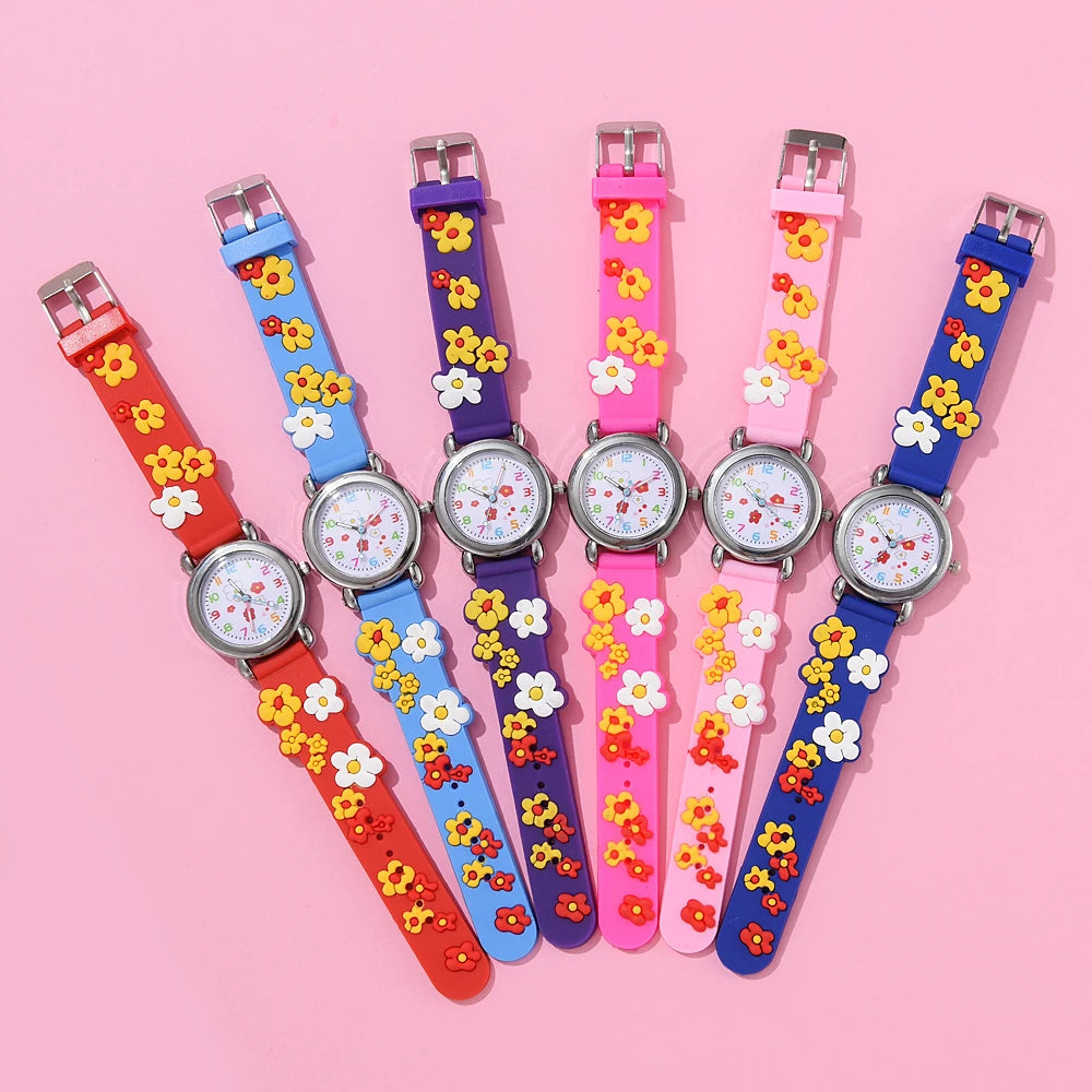 New Kids Watches Cartoon Watches Pink Silicone Quartz Wristwatch Birthday Gift Girl Boy Children Study Time Girl Watch