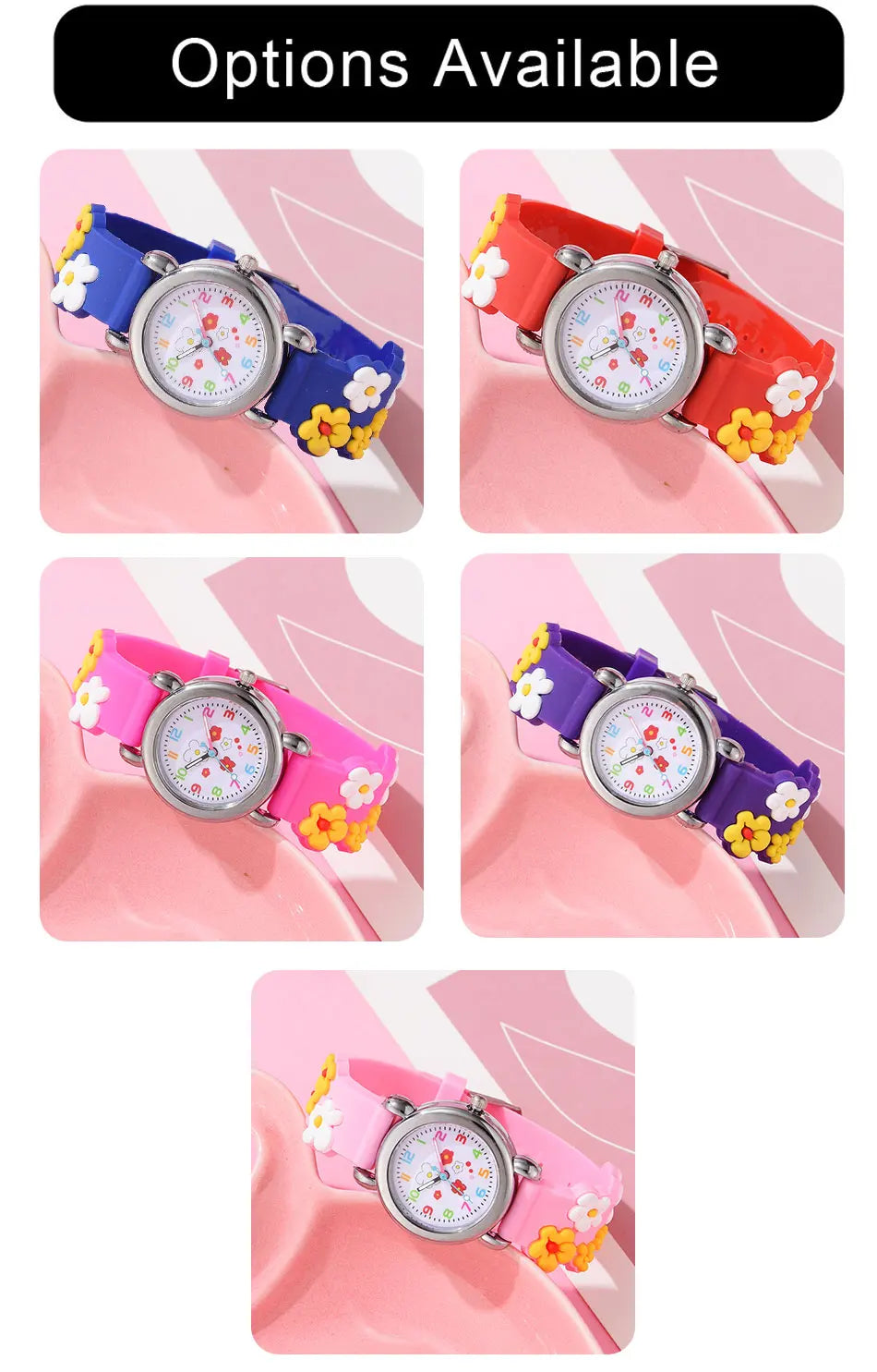 New Kids Watches Cartoon Watches Pink Silicone Quartz Wristwatch Birthday Gift Girl Boy Children Study Time Girl Watch