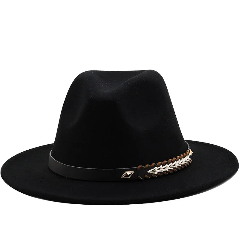 Fedora Hats Women Men Panama Jazz Hat Wide Brim Sun Protection Cap Classic Unisex Fashion Top Hat for Party Wedding Church