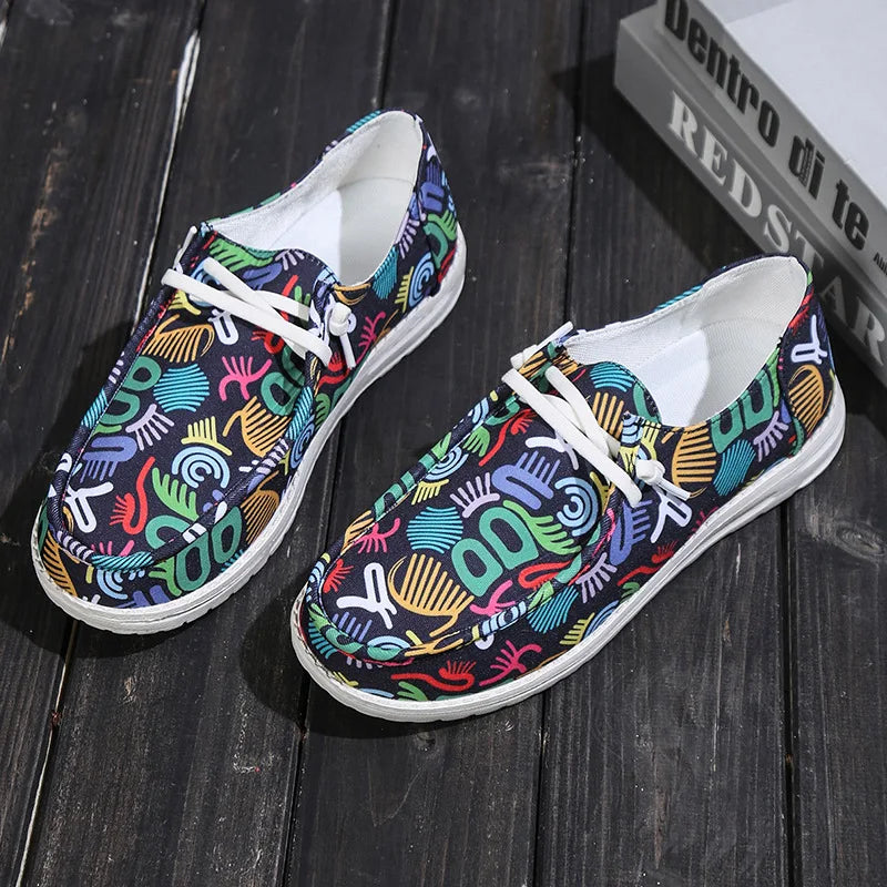 Women Orange Vulcanized Shoes Canvas Slip on Loafers Female Flat Shoes Fashion Ladies Walking Shoes Casual Sneakers 2023