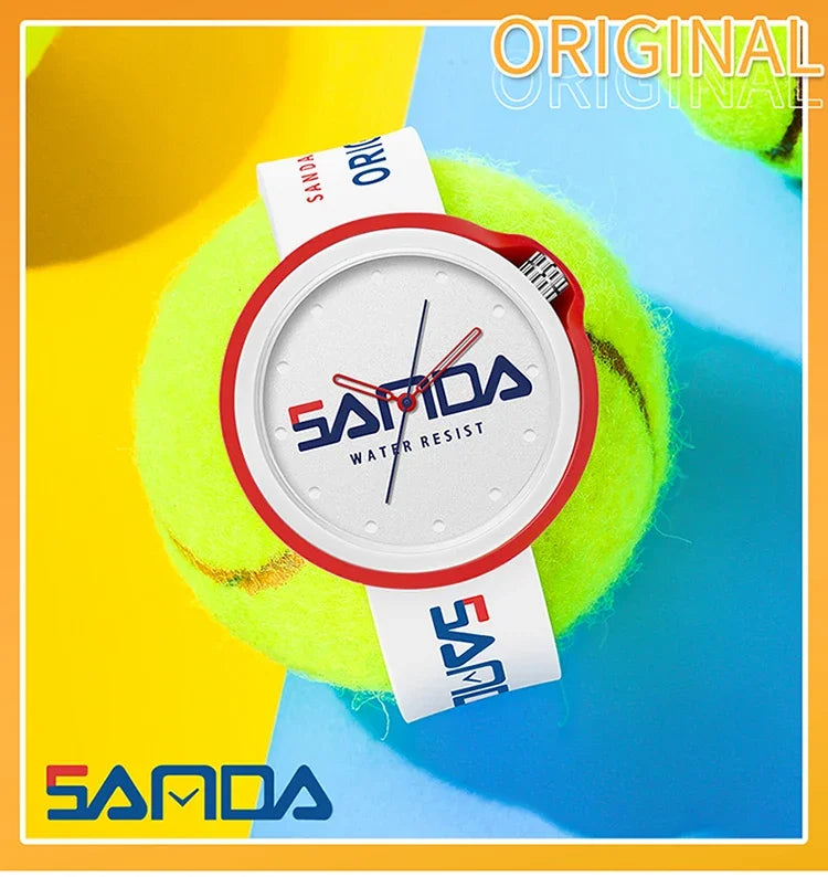 SANDA 3200 Product Fashion Brand Ladies Watch Sports Silicone Quartz Cool Waterproof Red White Black Wrist Watch Casual Men