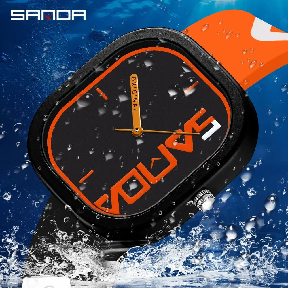 SANDA 3203 Men Luxury Casual Waterproof Silicone Strap Men Clock  Simple Design Men Wristwatch Brand Fashion Sports Quartz Watch