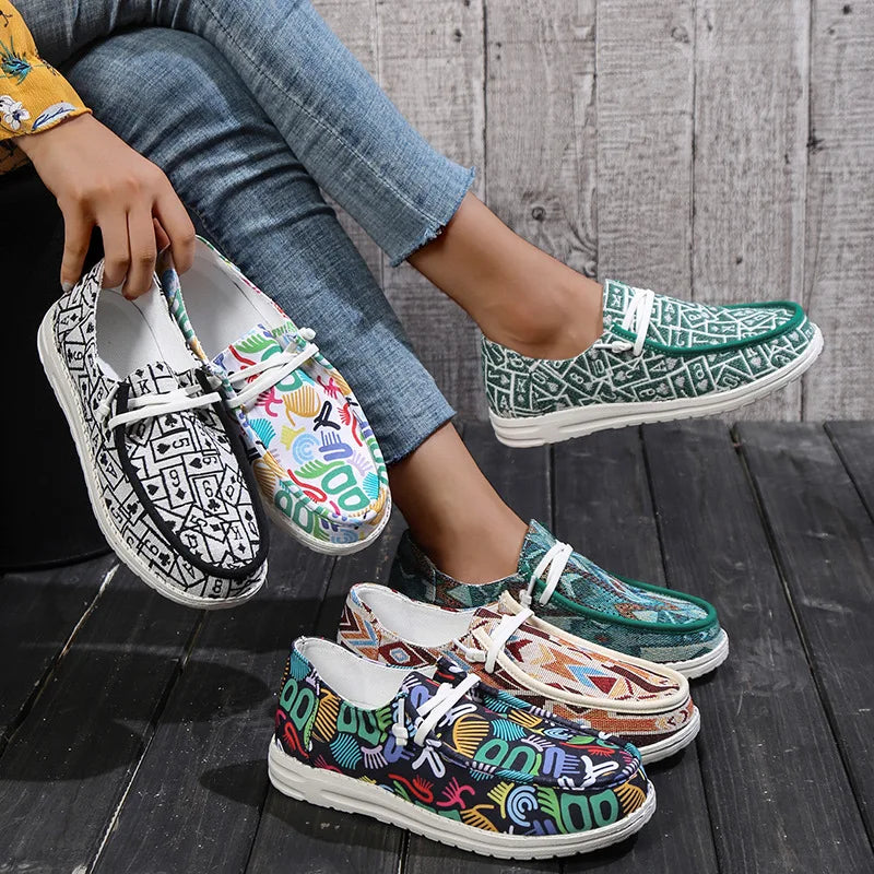 Women Orange Vulcanized Shoes Canvas Slip on Loafers Female Flat Shoes Fashion Ladies Walking Shoes Casual Sneakers 2023