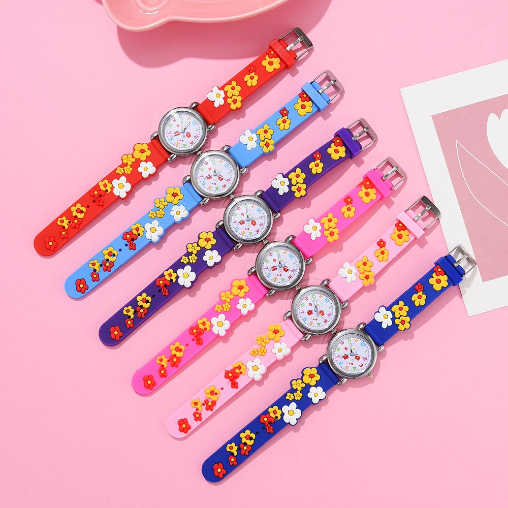 New Kids Watches Cartoon Watches Pink Silicone Quartz Wristwatch Birthday Gift Girl Boy Children Study Time Girl Watch