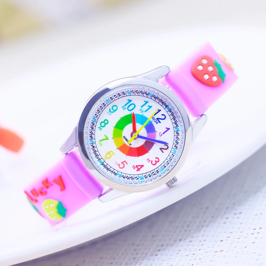 Smart Child Children‘s Girls Babies Cute Sweetheart Princess 3D Strawberry Silicone Color Digital Watch Kids Items Wristwatches