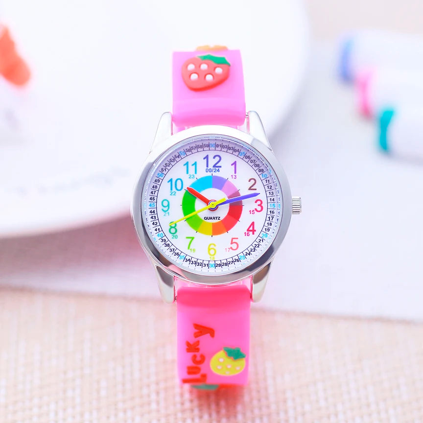 Smart Child Children‘s Girls Babies Cute Sweetheart Princess 3D Strawberry Silicone Color Digital Watch Kids Items Wristwatches