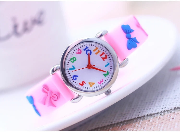 2024 New Girls Boys Lovely Cute Bow Tie Silicone Strap Watches Stainless Steel Dial Colorful Digital Watch For Little Kids Gifts