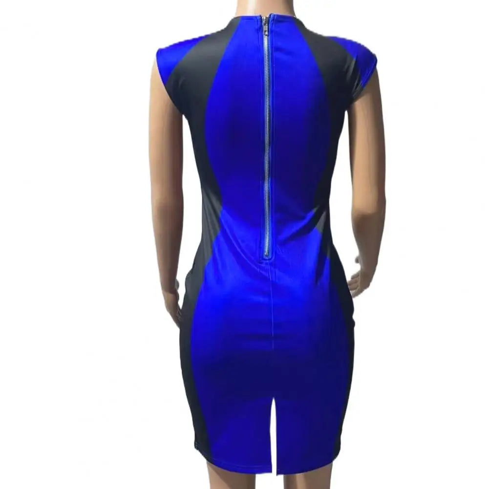 Stylish Bodycon Dress  Color-Block S-2XL Midi Dress  Women Wedding Party Elegant Bodycon Dress