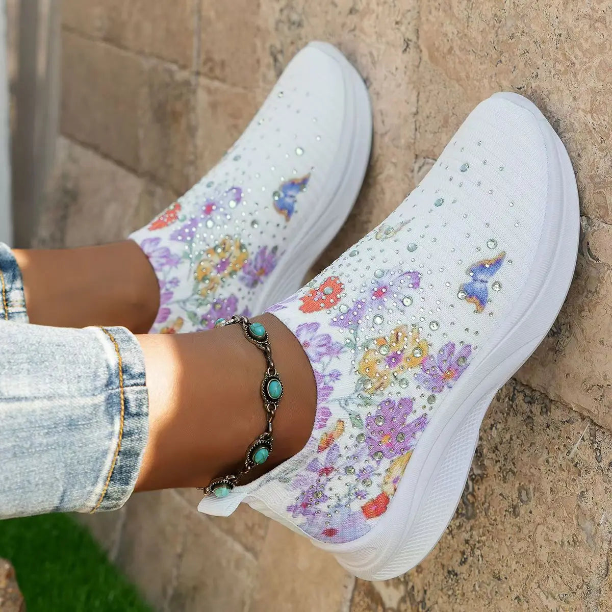 2024 Summer Women Shoes Knitting Sock Sneakers Women Flat Shoes Casual Breathable Sneakers Flats Walking Shoes for Women