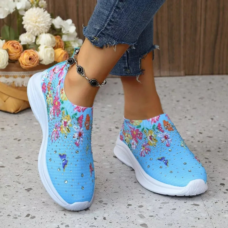 2024 Summer Women Shoes Knitting Sock Sneakers Women Flat Shoes Casual Breathable Sneakers Flats Walking Shoes for Women