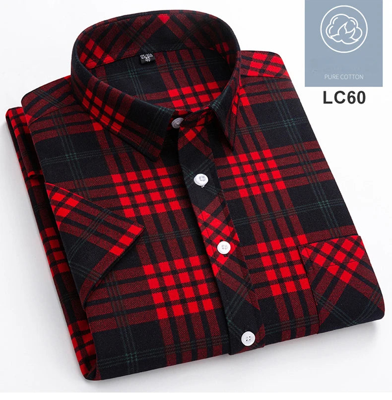 Fashion korean popular clothes plus size 8XL100%cotton short sleeve shirts for men slim fit casual plain shirt thin Hawaii tops