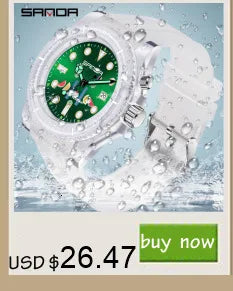 SANDA 9072 White Watches New Design Soft TPU Strap Water Resistant Quartz Movement Outdoor Sports Analog Wrist Watch for Student