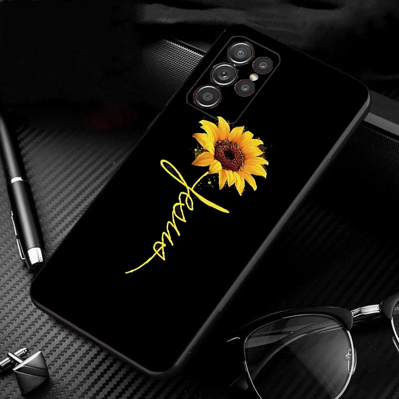 Phone Case for Samsung Galaxy S24 S23 S22 S21 S20 Ultra S20 S22 S21 S10E S20 FE S24 Plus Beautiful Flower sunflower Case