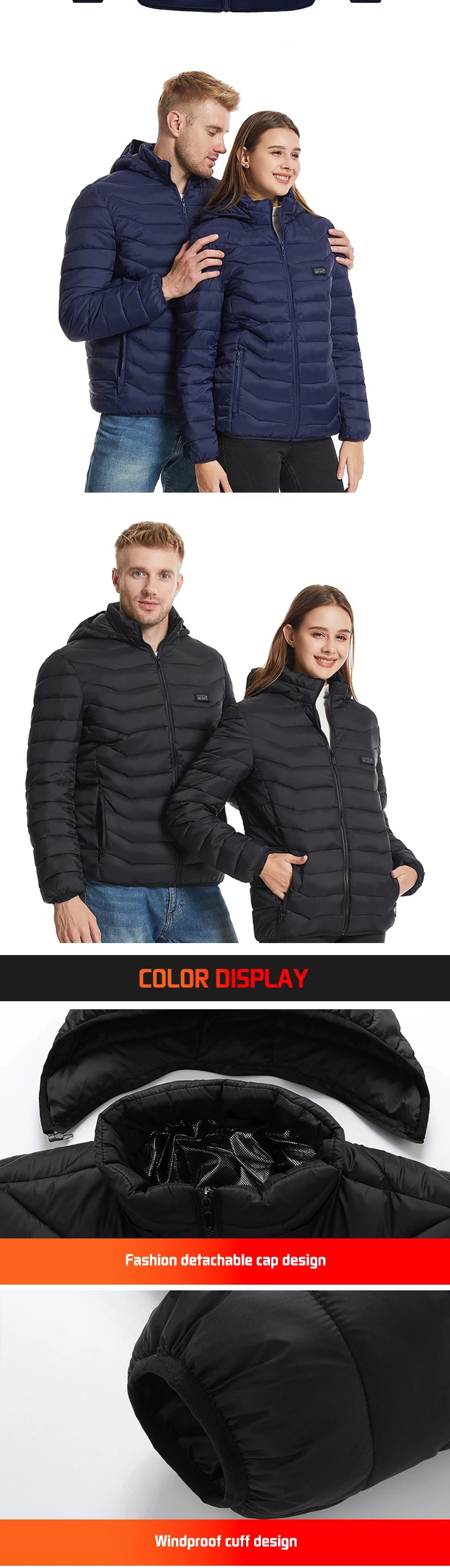 TODWARM Heated Jacket 21 Areas Winter Men's Women's Motorcycle Jacket USB Electric Heating Jacket Heated Vest Moto Thermal Cloth