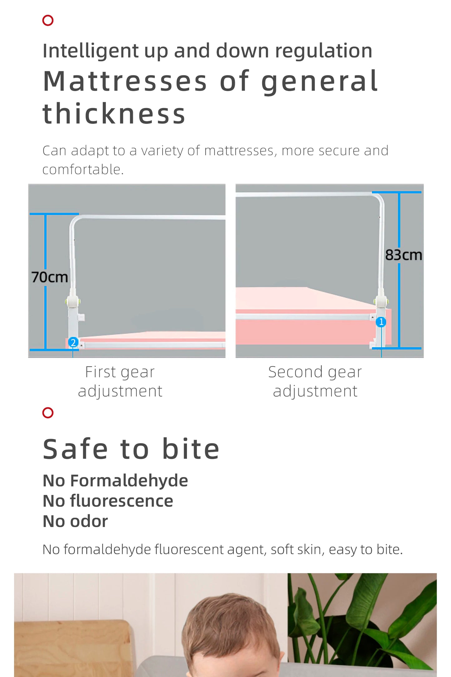 New Arrival Bed Rail Guard for Baby Crib Rails No-assembly Bed Protective Barrier for Kids Safe Fence