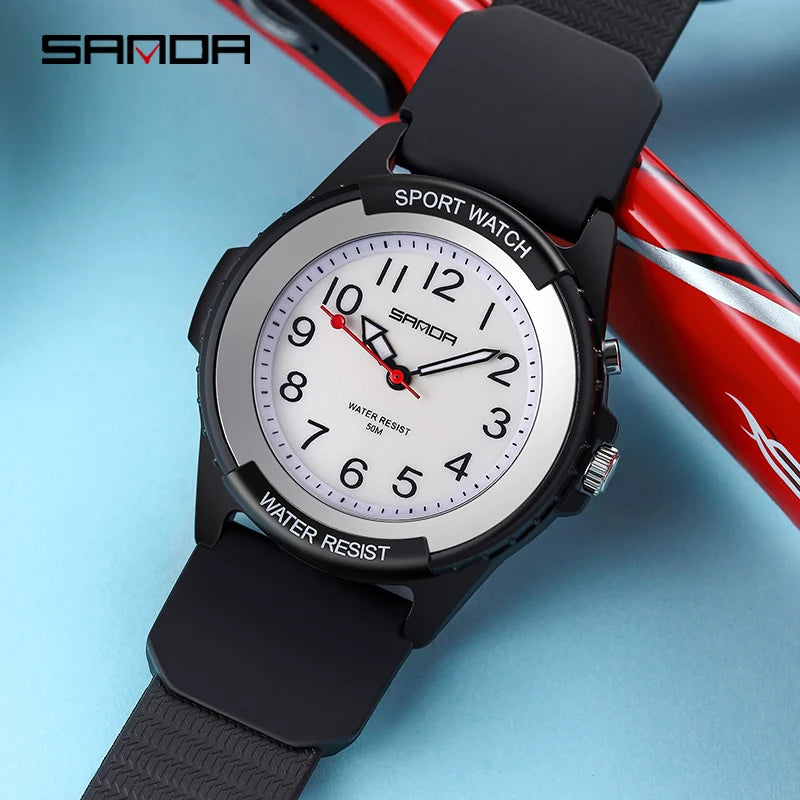 Fashion Sanda Top Brand Relogio Masculino New Casual Mens Watches Simple Letters Resin Waterproof Quartz Wristwatches Man Clock