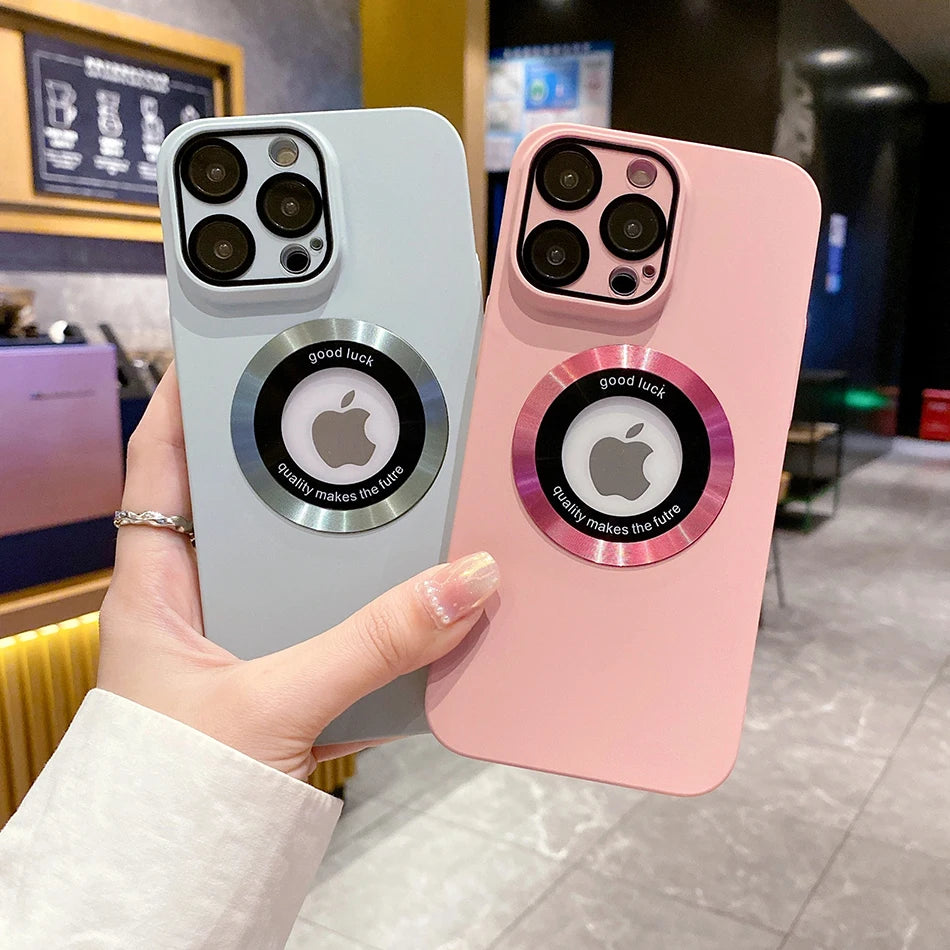 Luxury Slim Matte PC Magnetic Case For iPhone 12 Pro Max 13 Pro 14Pro 14 Pro Max Plus Lens Protector Ultra Thin LOGO Hole Cover