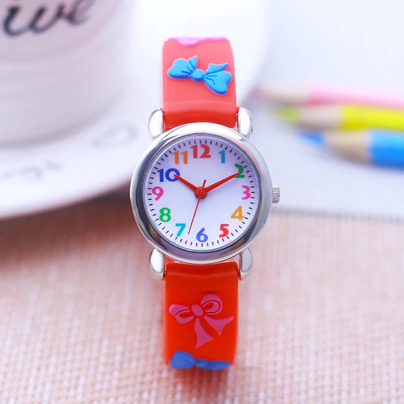 2024 New Girls Boys Lovely Cute Bow Tie Silicone Strap Watches Stainless Steel Dial Colorful Digital Watch For Little Kids Gifts