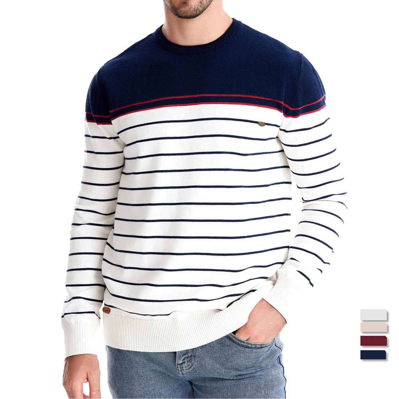 AIOPESON New O-neck Cotton Pullover Men's Sweater Striped Casual Autumn and Winter High Quality Knitted Sweaters for Men