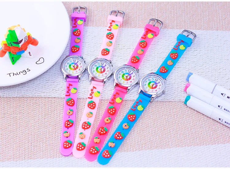 Smart Child Children‘s Girls Babies Cute Sweetheart Princess 3D Strawberry Silicone Color Digital Watch Kids Items Wristwatches