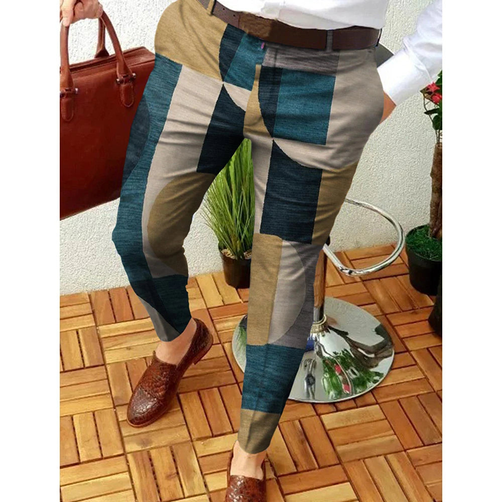 New Smart Casual Trousers Men's Elegant Fashion Printed Slim Dress Pants Men Commuter Comfortable Suit Pants