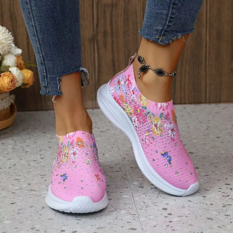 2024 Summer Women Shoes Knitting Sock Sneakers Women Flat Shoes Casual Breathable Sneakers Flats Walking Shoes for Women