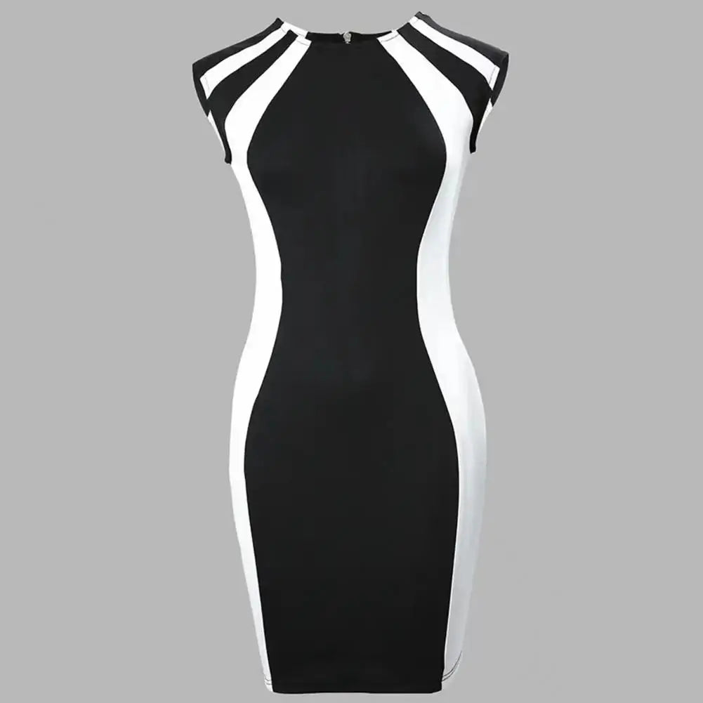 Stylish Bodycon Dress  Color-Block S-2XL Midi Dress  Women Wedding Party Elegant Bodycon Dress