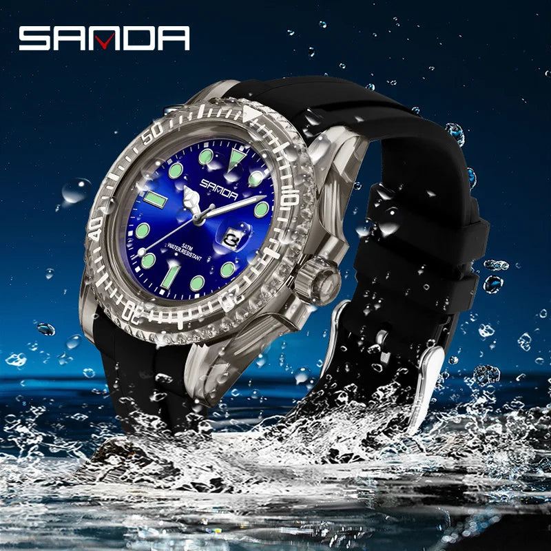 Sanda 9007 New Electronic Quartz Watch with Calendar  Fashionable Sports Waterproof Leisure Creative Male Female Student Watch