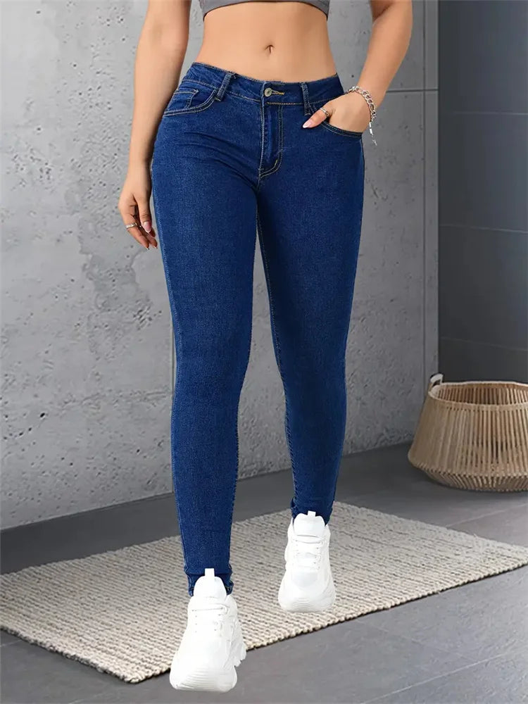 2024 Women Stretch Skinny Jeans Lady Slim Fit Pencil Jeans Girls Leggings Straight Leg Pants Light Blue Gray Black Sexy Trousers