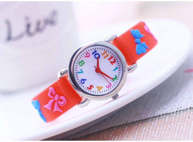 2024 New Girls Boys Lovely Cute Bow Tie Silicone Strap Watches Stainless Steel Dial Colorful Digital Watch For Little Kids Gifts