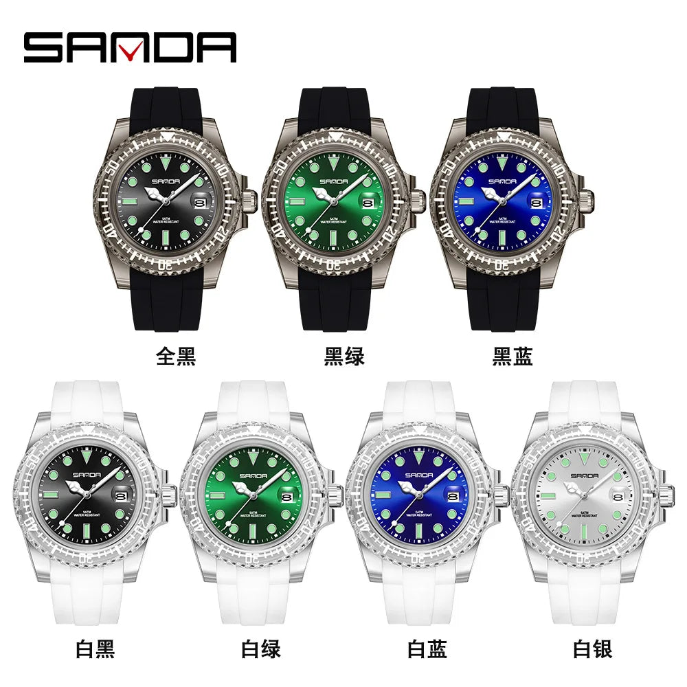 Sanda 9007 New Electronic Quartz Watch with Calendar  Fashionable Sports Waterproof Leisure Creative Male Female Student Watch