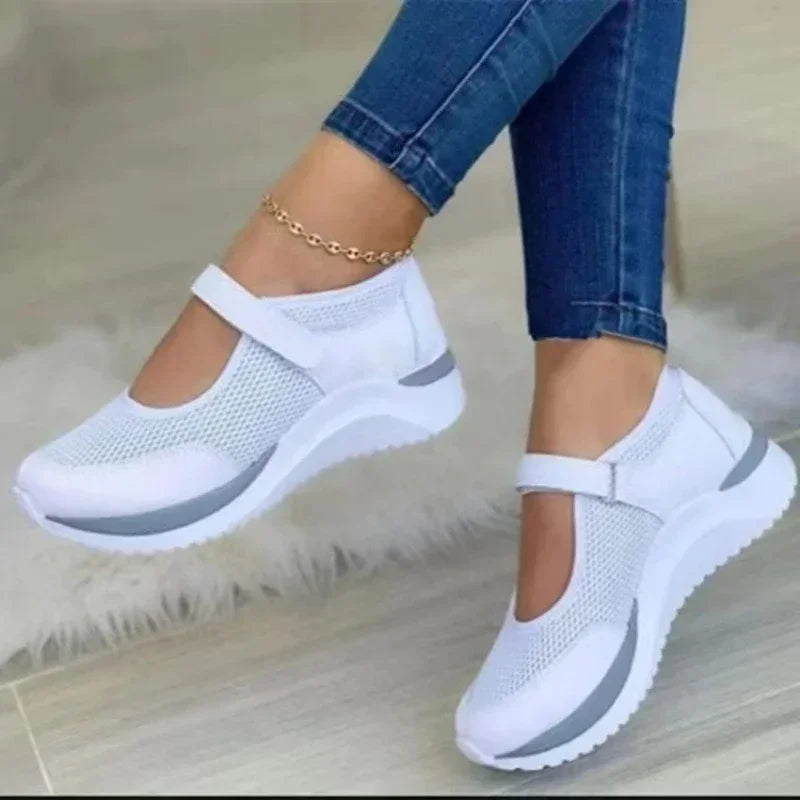 Women Fashion Vulcanized Sneakers Platform Solid Color Flats Ladies Shoes Casual Breathable Wedges Ladies Walking Sneakers