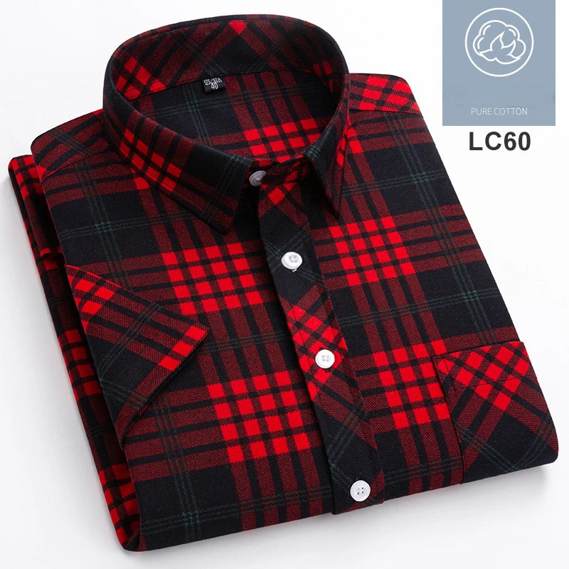 Fashion korean popular clothes plus size 8XL100%cotton short sleeve shirts for men slim fit casual plain shirt thin Hawaii tops