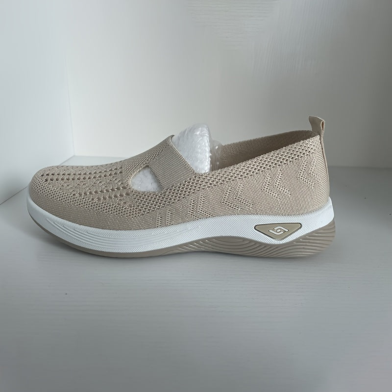 Womens Lightweight Knit Cut-out Sneakers - Ultra-Casual, Exceptionally Breathable Sports sole, Easy Slip-On Shoes with Super Lightweight Construction and Flat Heel for Comfort - Perfect for Outdoor Walking and Casual Strolls