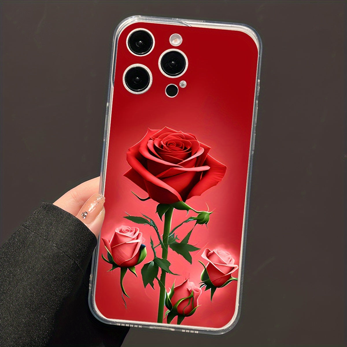 Red Rose Print Anti-Fall Mobile Phone Case for Iphone7/7P/8/8P/X/Xs/Xr/Xs Max/11/11Pro/11Pro Max/12/12 Pro/12Pro Max/Se2/Se3/13/13Pro/13Pro Max/14/14/Plus/14Pro/14Pro Max Valentine'S Day/Easter/Boyfriend/Girlfriend Multi-Seri