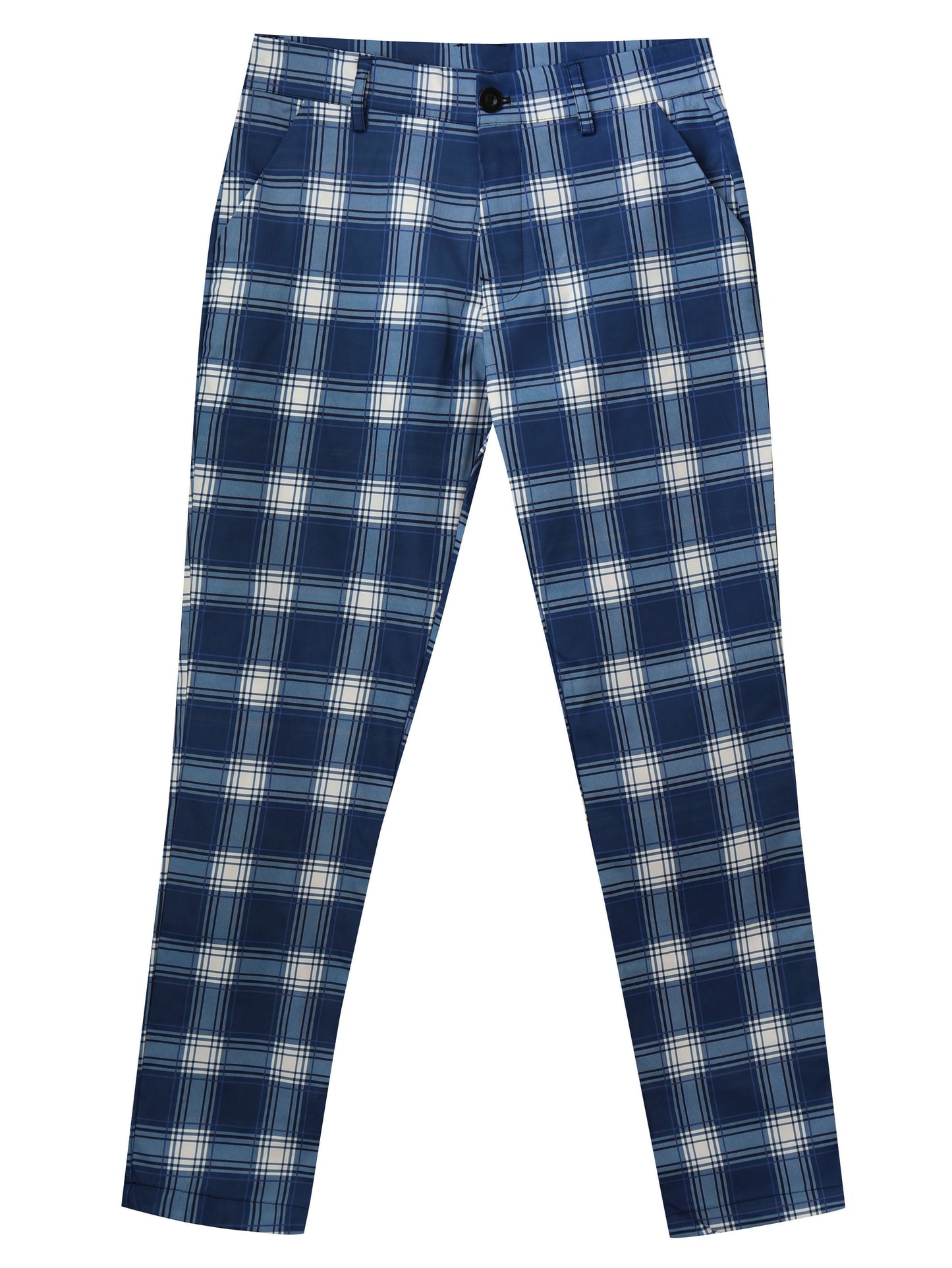 Men's Casual Plaid Print Dress Pants, Slim Fit Fashion Style Trousers, Business Casual Office Wear