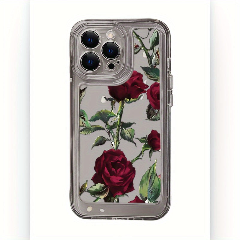 Rose-colored TPU Shockproof Lens Protective Phone Case Suitable For Iphone 15/14/13/12/11