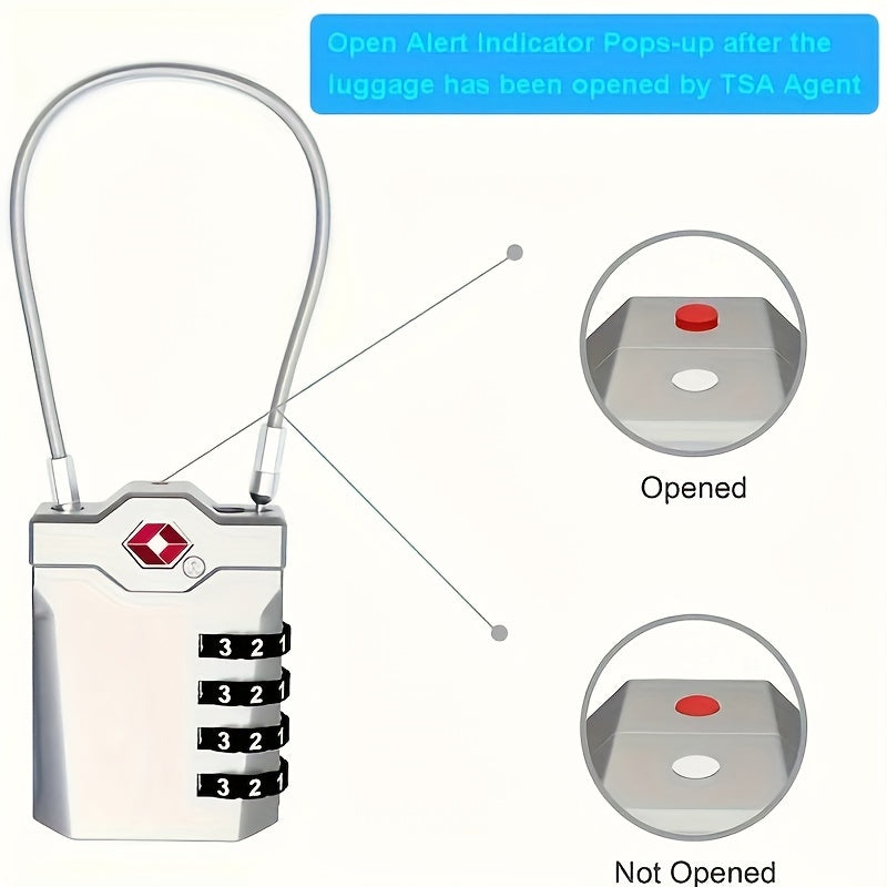 TSA Luggage Lock, 2 Pack, 4 Digit Combination Lock Security Padlock Travel Lock With 14cm Flexible Cable For Suitcases, Backpacks, School Or Gym Lockers And More.