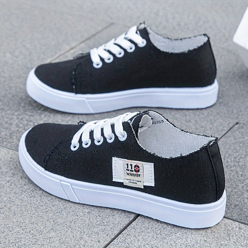 Women's Classic Canvas Shoes, Casual Lace Up Outdoor Shoes, Comfortable Low Top Sneakers