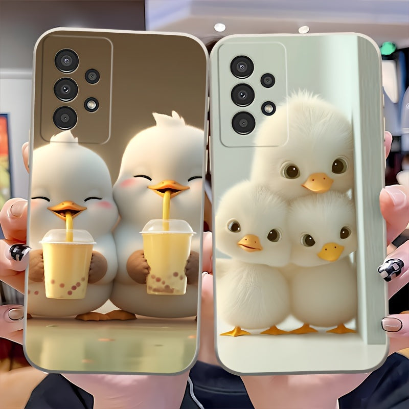 Cute Duck Cartoon TPU Soft Phone Case for Samsung Galaxy A Series Compatible with A03/A03S/A04/A04E/A04S/A05/A05S/A15/A11/A12/A13/A14/A22/A23/A24/A25/A32/A33/A34/A35/A52/A52S/A53/A54/A55 5G - Protective Back Cover for Women a