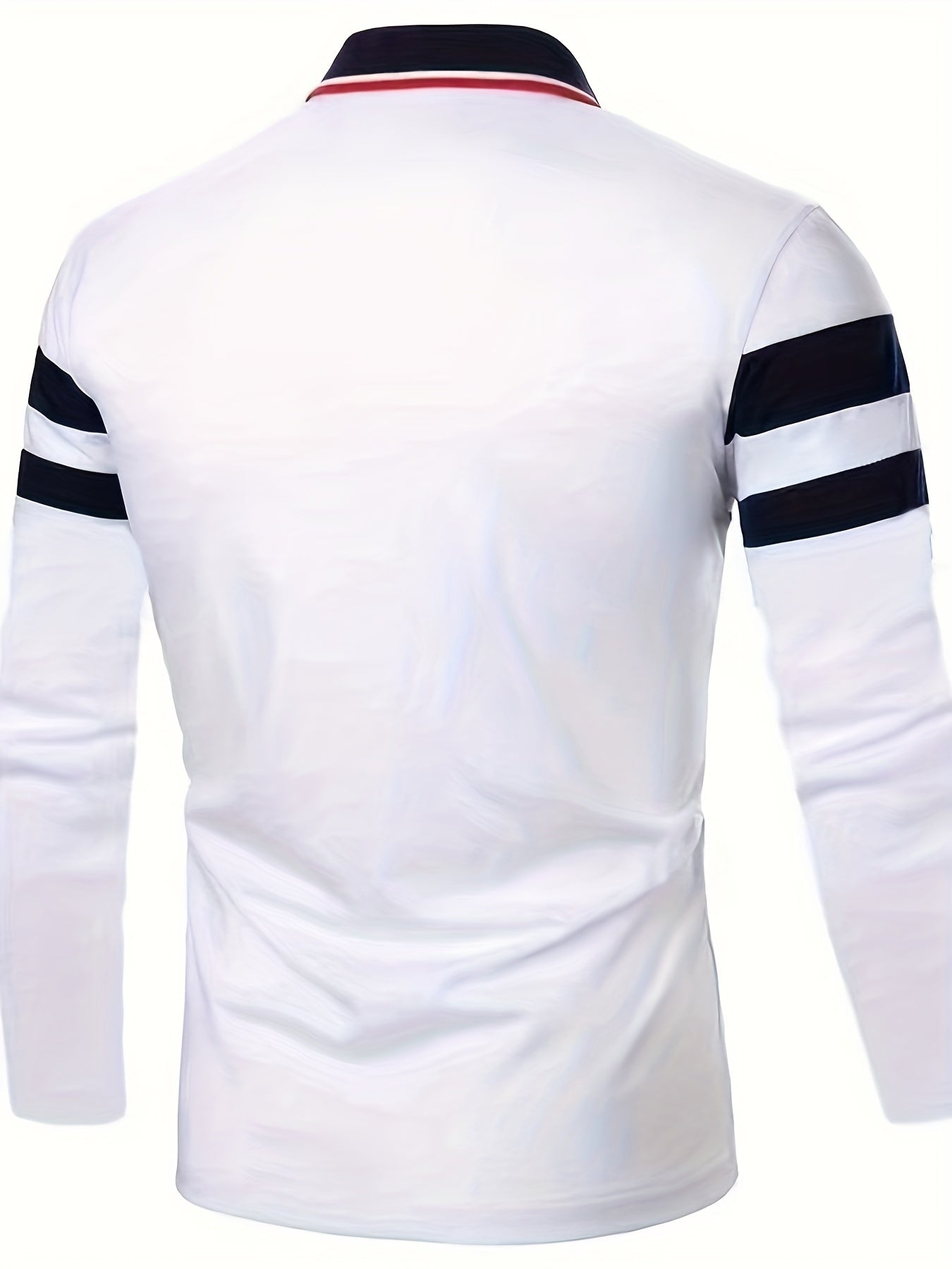 Casual Men's All-match Color Block Long Sleeve Lapel Golf Shirt, Spring Fall Sports