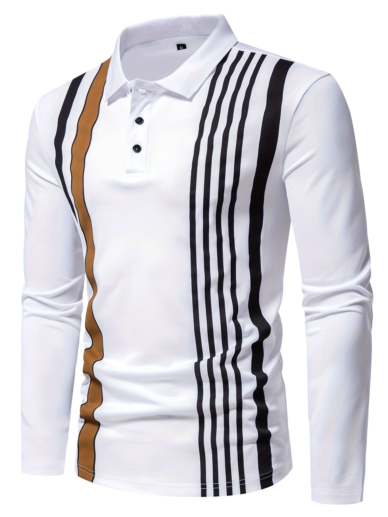 Men's Striped Golf Shirt, Casual Long Sleeve Shirt For Spring Fall Outdoor