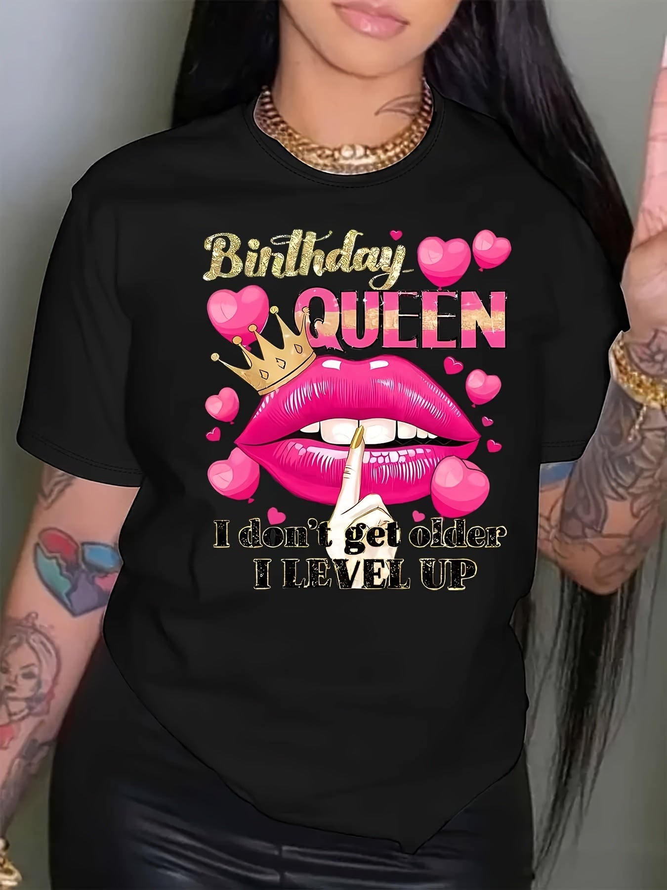 Birthday Queen Graphic Tee - Vibrant, Breathable Polyester Crew Neck Short Sleeve Shirt for Women - Perfect for Casual Wear & Parties