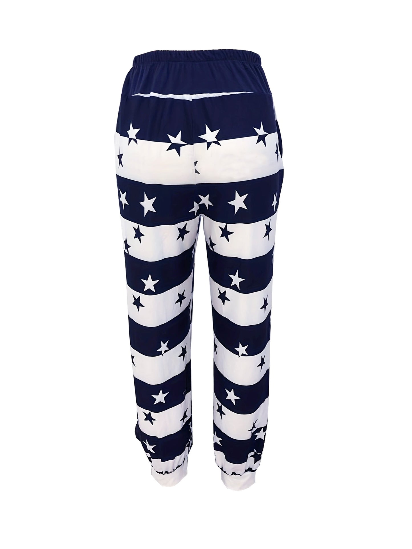 Stars & Stripe Print Pants, Casual Drawstring Waist Jogger Pants, Women's Clothing