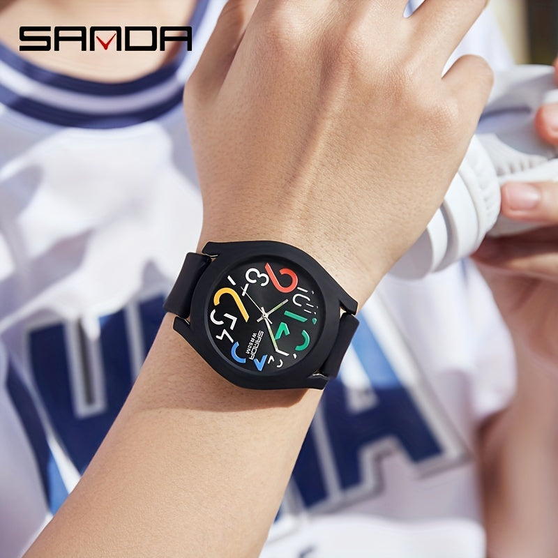 Sanda Colorful Removable Strap Sports Waterproof Large Dial Quartz Watch