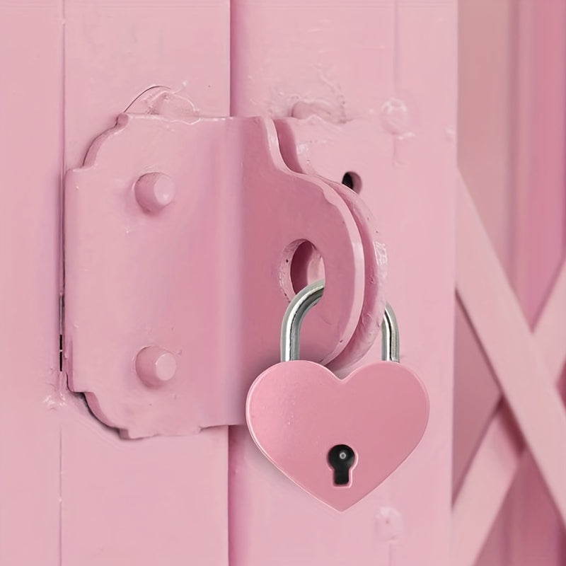 Colorful Metal Heart Shape Padlock With Key Bag Accessories Love Pad Lock Skeleton Keys