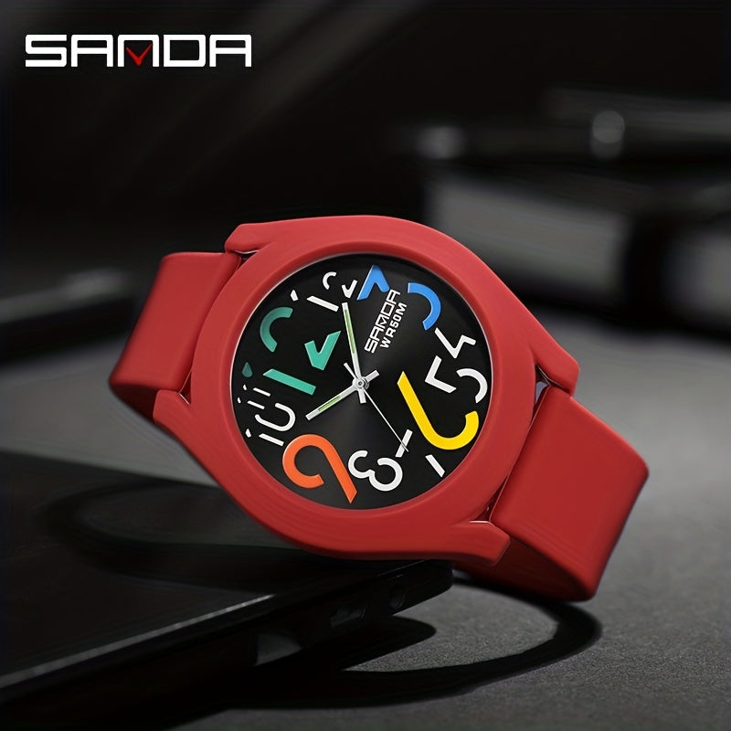 Sanda Colorful Removable Strap Sports Waterproof Large Dial Quartz Watch