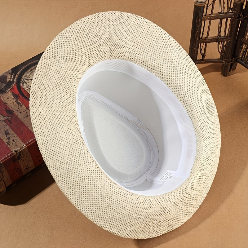 Elegant Paper Straw Hat Set: 4 Pieces of Hook Knit Beach Sun Hat for Men and Women