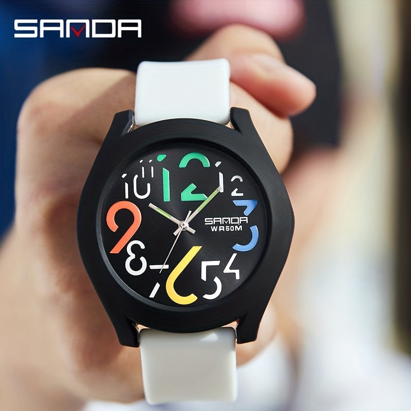 Sanda Colorful Removable Strap Sports Waterproof Large Dial Quartz Watch