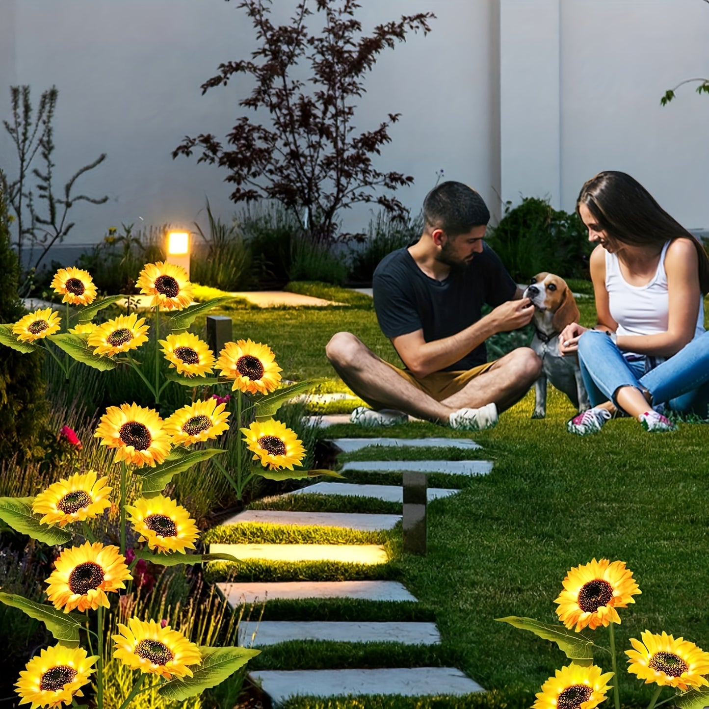 2 Packs Sunflower Solar Lights Outdoor Decor, With 3 LED Sunflower Yellow Flower Lights, Decorative For Patio Lawn Garden Yard Pathway Decoration